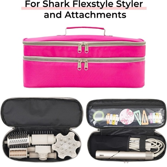 Pink Cosmetic Bag with Double Zipper - Picture 3 of 7